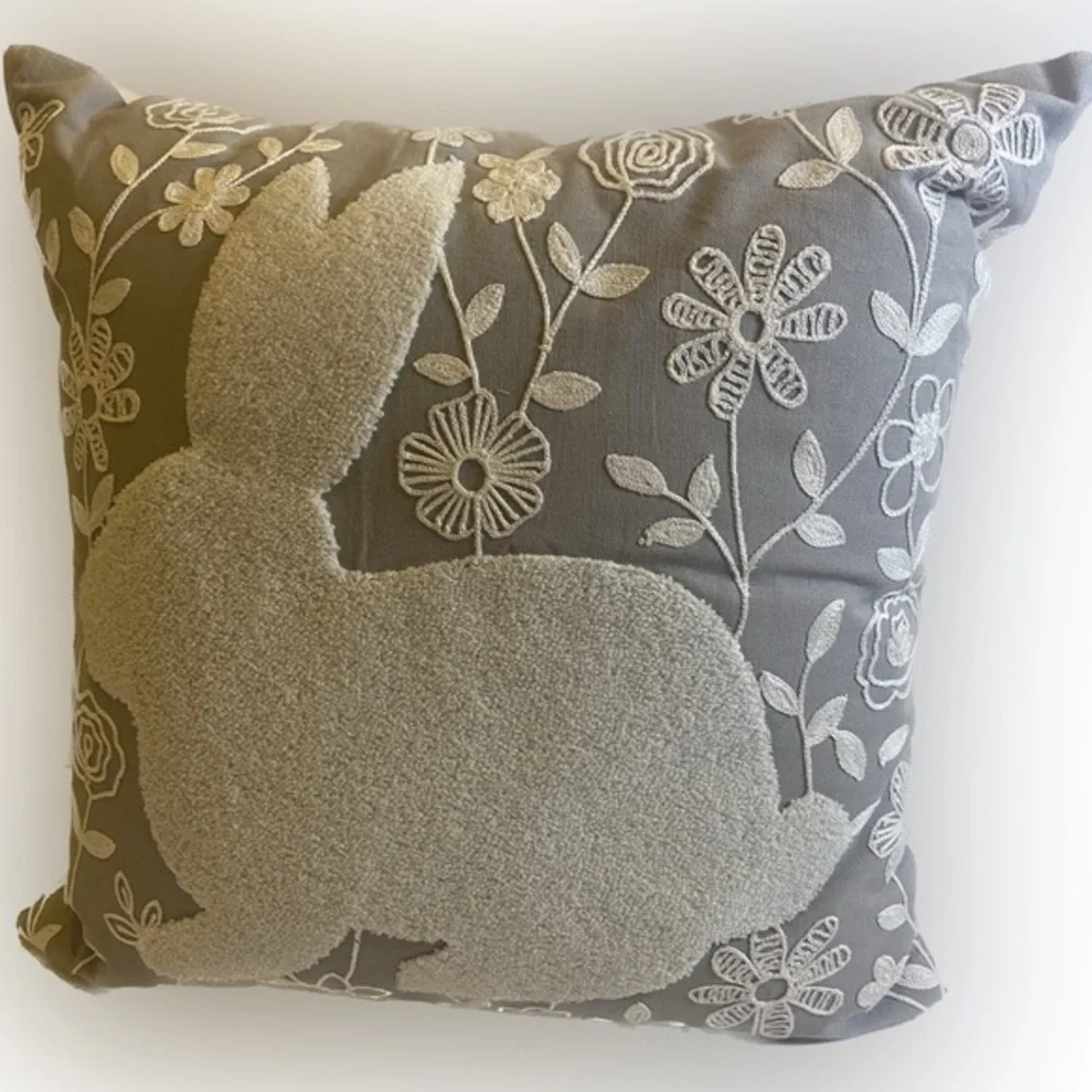 Celerie By Celerie Kemble Embroidered Accent Bunny Pillow 18x18